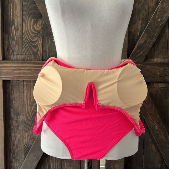 Eomenie Hot Pink Tummy Control One Piece Swimsuit Cutout High Waisted Slimming - Picture 8 of 14